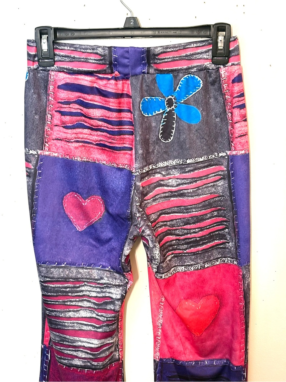 Colorblock Floral Patchwork Leggings — Pink & Blue - Picture 8 of 10
